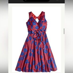 ModCloth A-line Floral Dress - Red and Blue
